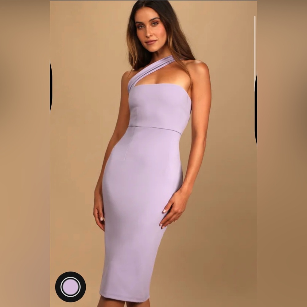 Lulu’s Hold Your Attention Lilac One-Shoulder Sleeveless Midi Dress